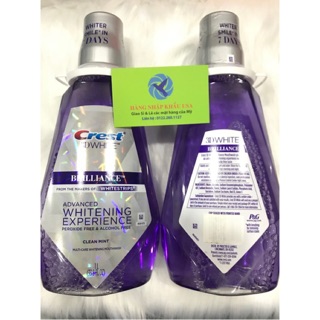 {Date 2020}-Nước súc miệng trắng răng Crest 3D Brilliance Advanced Whitening Experience Clean Mint 1L của Mỹ