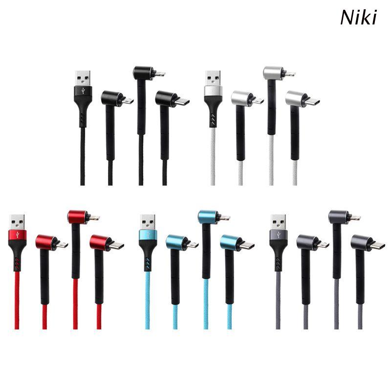 Dây cáp sạc nhanh Niki 90 độ 3 trong 1 cổng USB sang Lightning Type C cho iPhone ipad Samsung Xiaomi Huawei