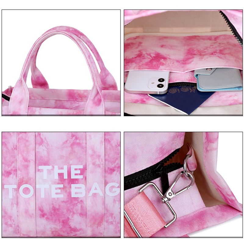 Túi Xách Vải Cỡ Lớn In Chữ Phong Cách Vintage Cho Nữ