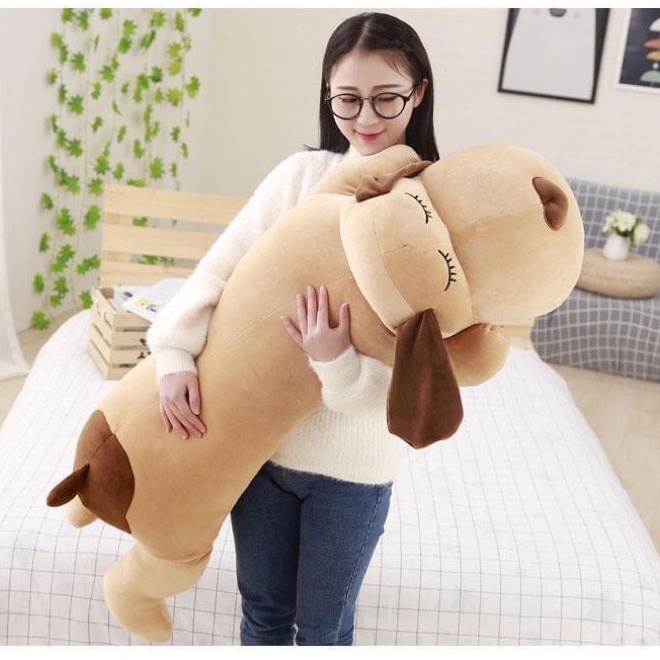 Chó Ngủ Mũi Tim Tai Dài, Gấu Bông Chó Nằm Đáng Yêu Size 1m2