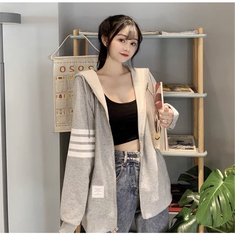 Áo khoác nỉ 3 sọc ngang tay chất dày dặn hàng i hình SP000568