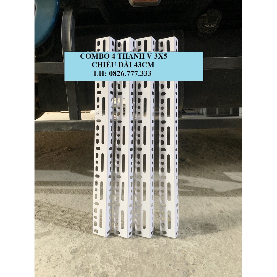 Bộ 4 thanh V lỗ dài 20cm, 30cm, 43cm Trắng hoặc Xám dùng v3x3 hoặc 3x5 lắp ghép thông minh
