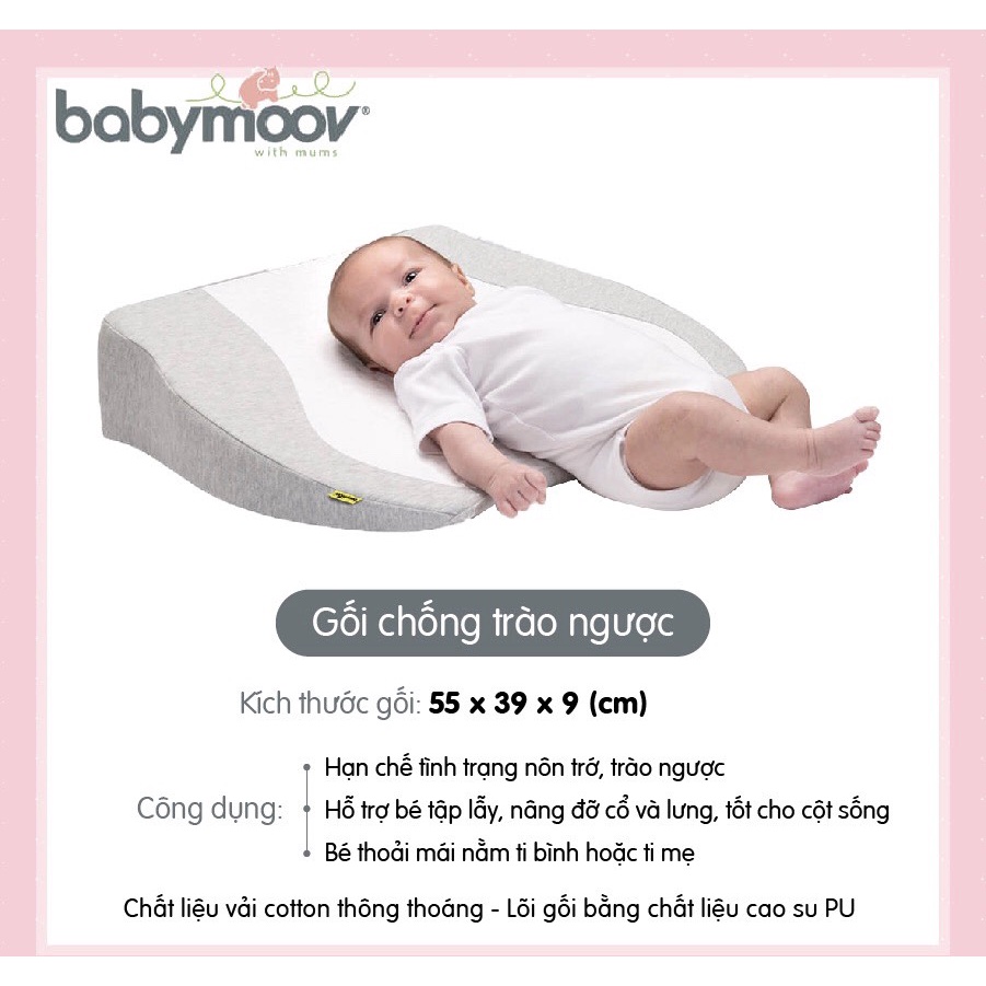 Combo gối chống trào ngược BABYMOOV và đệm ngủ đúng tư thế JJOVCE dành cho bé
