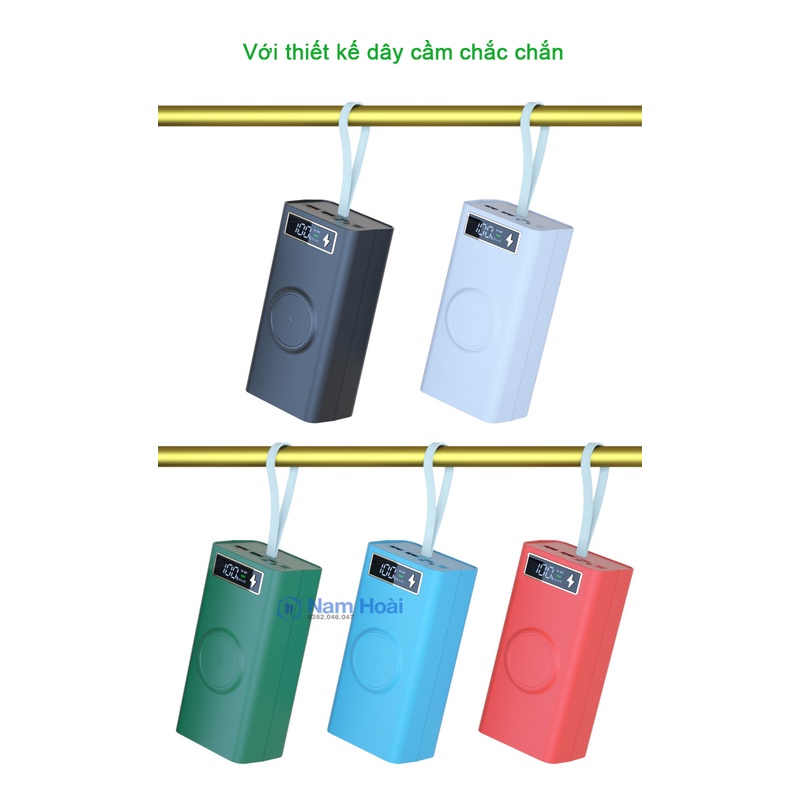 Box sạc dự phòng 21 cell pin 18650 sạc nhanh QC,PD 3.0 22.5W, sạc nhanh không dây 15W (Không gồm pin)