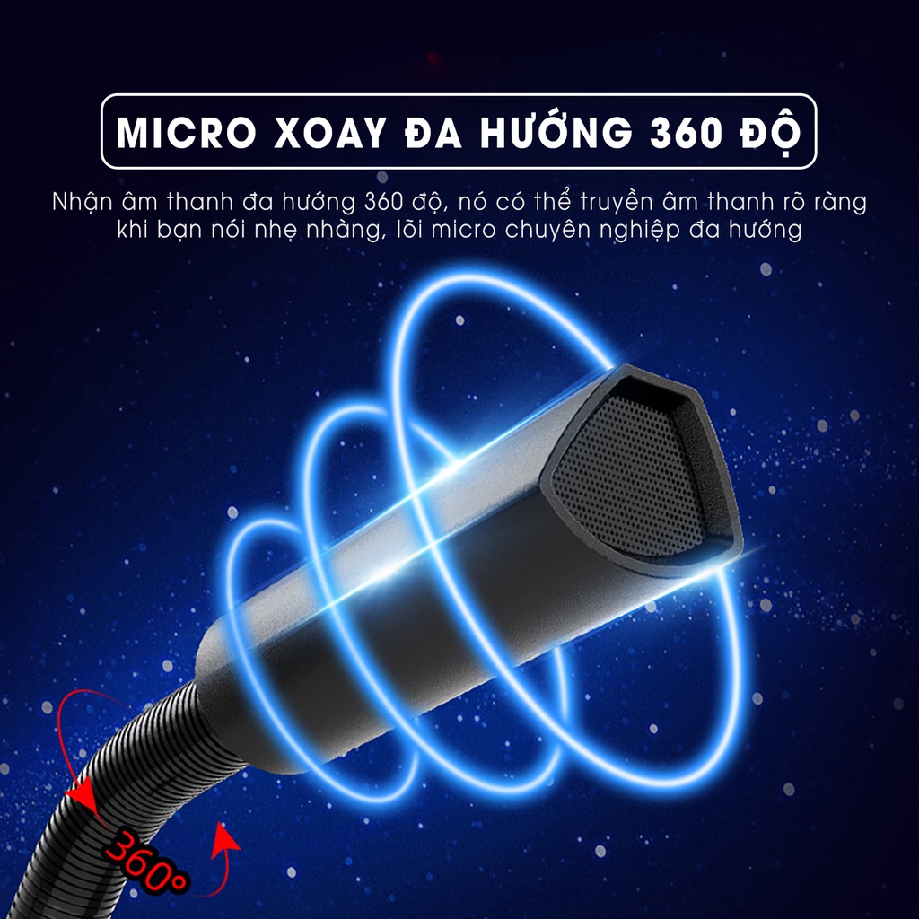 Micro thu âm để bàn SIDOTECH M2 led rgb mic lọc âm chống ồn quay 360 độ cổ ngỗng livestream trò chuyện máy tính laptop