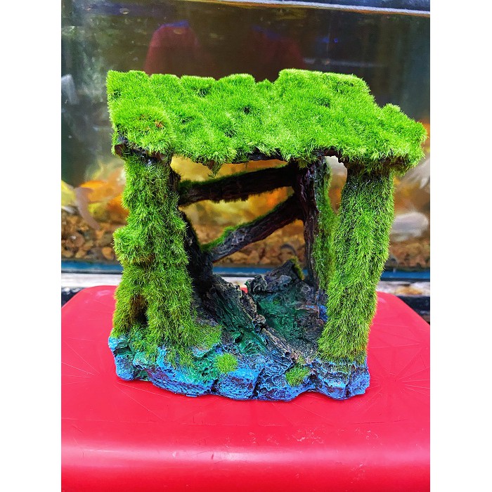CẢNH NHÀ PHỦ RÊU TRANG TRÍ HỒ CÁ NON BỘ 14X10X13CM