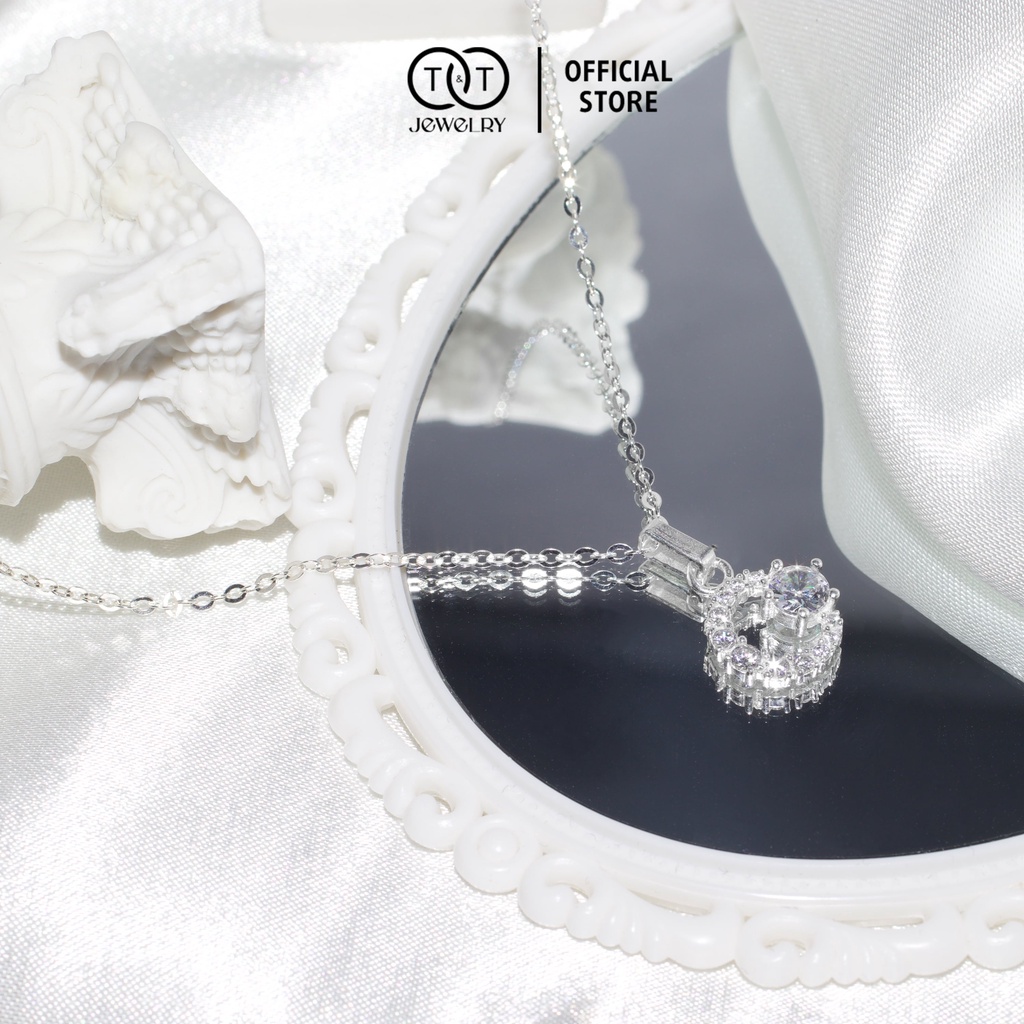 Dây chuyền nữ Bạc Ý s925 Đính Đá Chòng - T&amp;T Jewelry cao cấp DC08