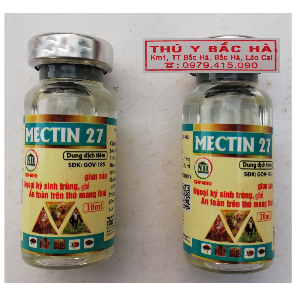 MECTIN 27 Quy cách 10ml Chuyên dùng cho Lợn, dê, cừu, chó, mèo, trâu, bò