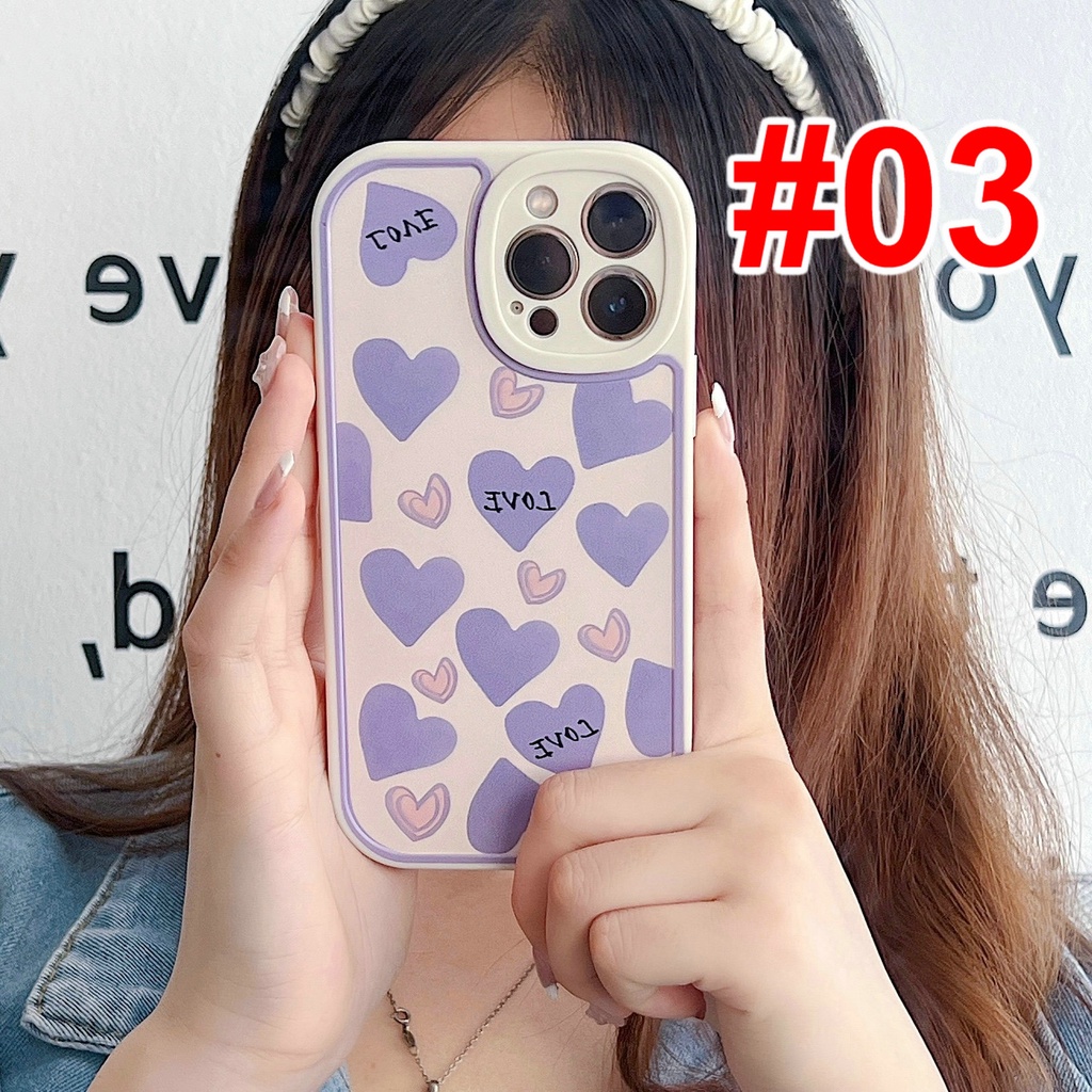For iPhone 14 13 12 11 Pro max 6 6S 7 8 Plus Xs X XR 14promax 11promax 12promax 13promax lens protection Ins colorful Love Skin Shockproof Soft Phone Case Full Back Cover STX 03