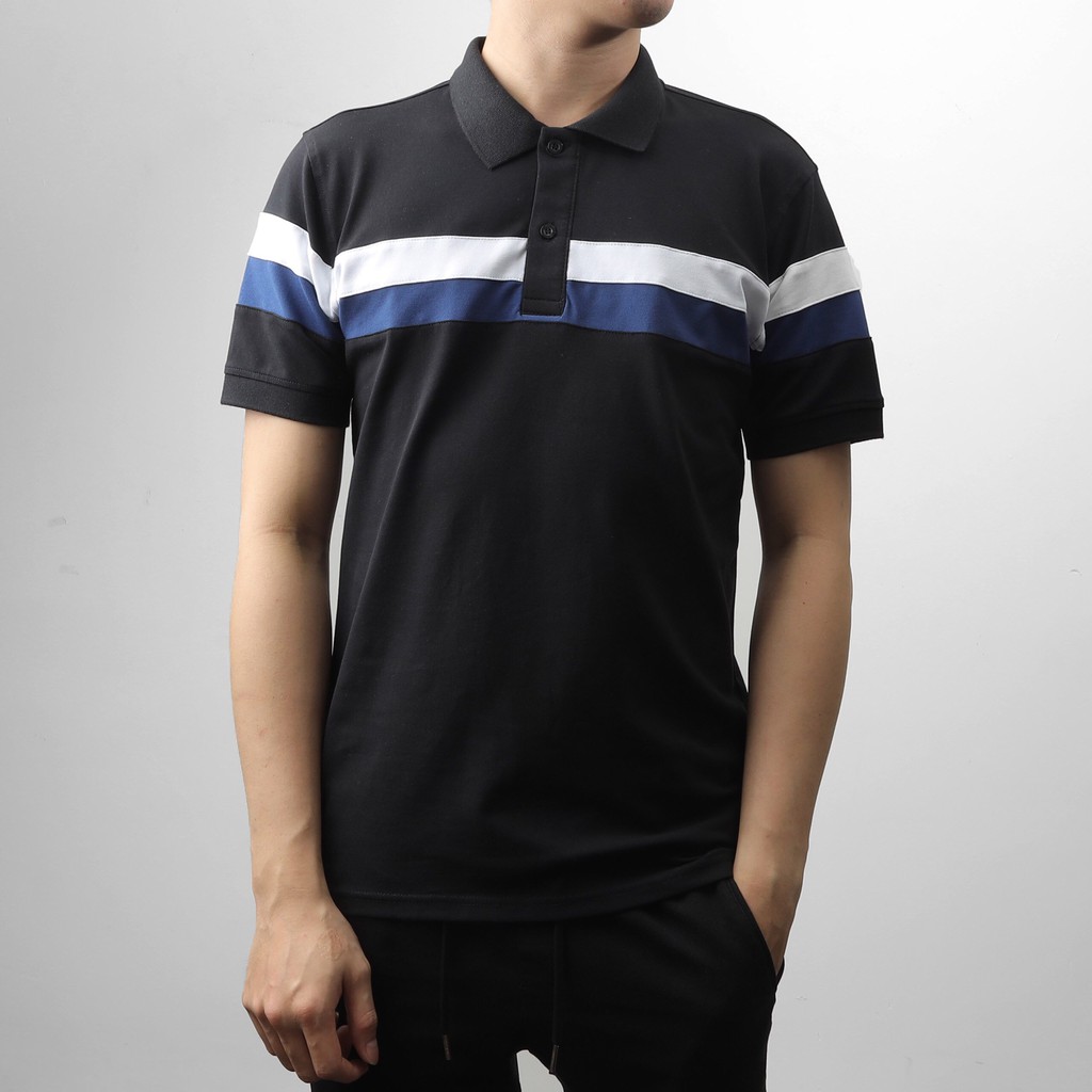 Áo thun polo nam phối sọc ngang vải cotton thiết kế sang trọng DILANO APD04 | BigBuy360 - bigbuy360.vn