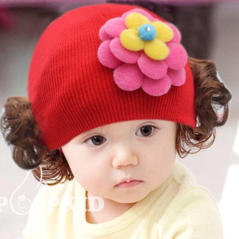 [Nhiều mẫu] mũ len tóc giả cho bé, nón tóc giả bé gái