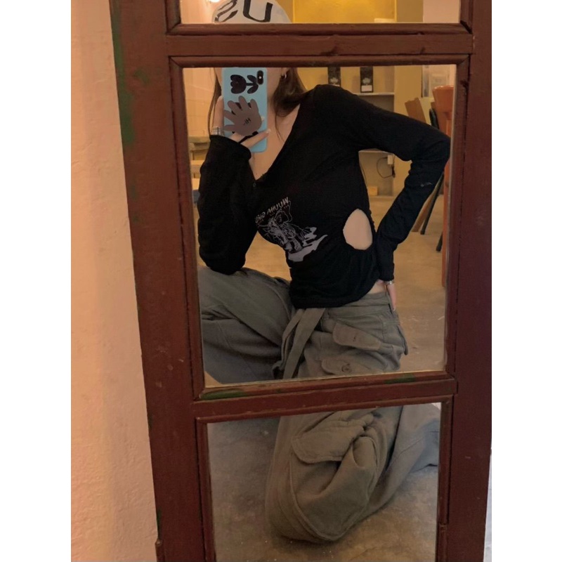 Áo Thun Tay Dài In Họa Tiết Hoạt Hình Phong Cách Retro Dành Cho Nữ