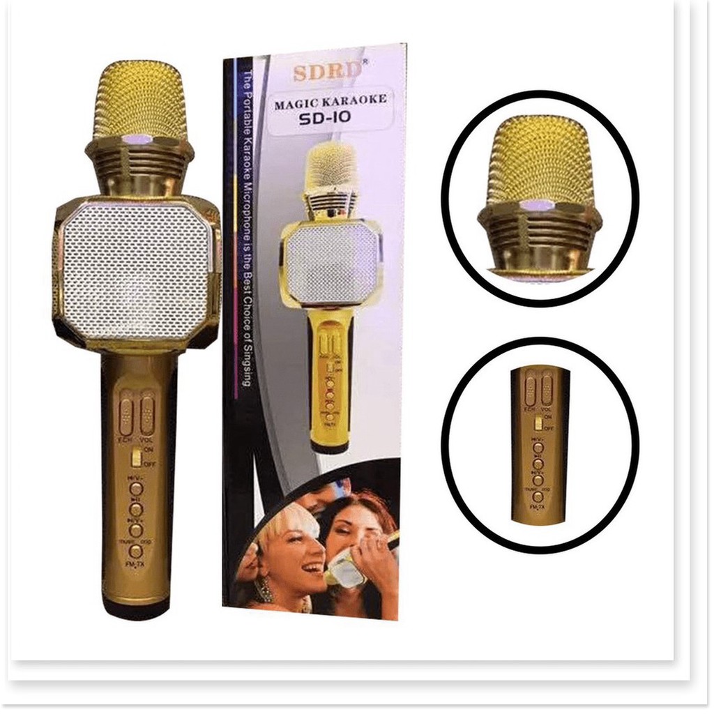 Mic hát karaoke bluetooth SD-10 micro karaoke không dây hát siêu hay BH 6 tháng