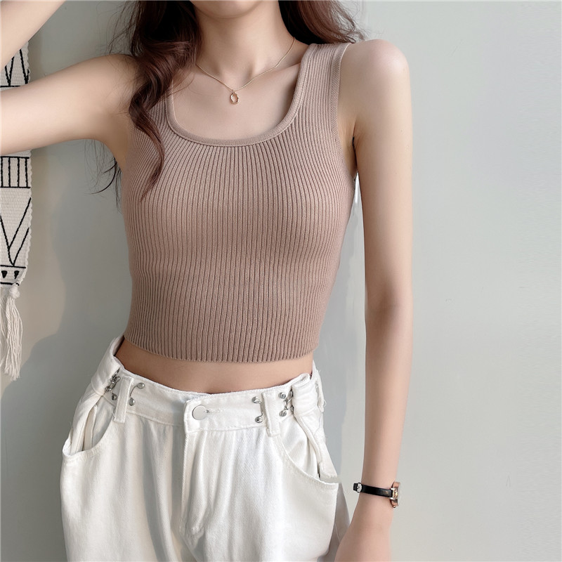 SUXI Áo Croptop Dệt Kim Màu Trơn Thiết Kế Mới Thời Trang Theo Phong Cách Hàn Quốc Cho Nữ