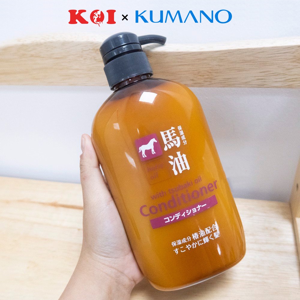 Dầu xả chiết xuất từ dầu ngựa Kumano Cosme Station Horse Oil With Tsubaki Oil Conditioner 600ml