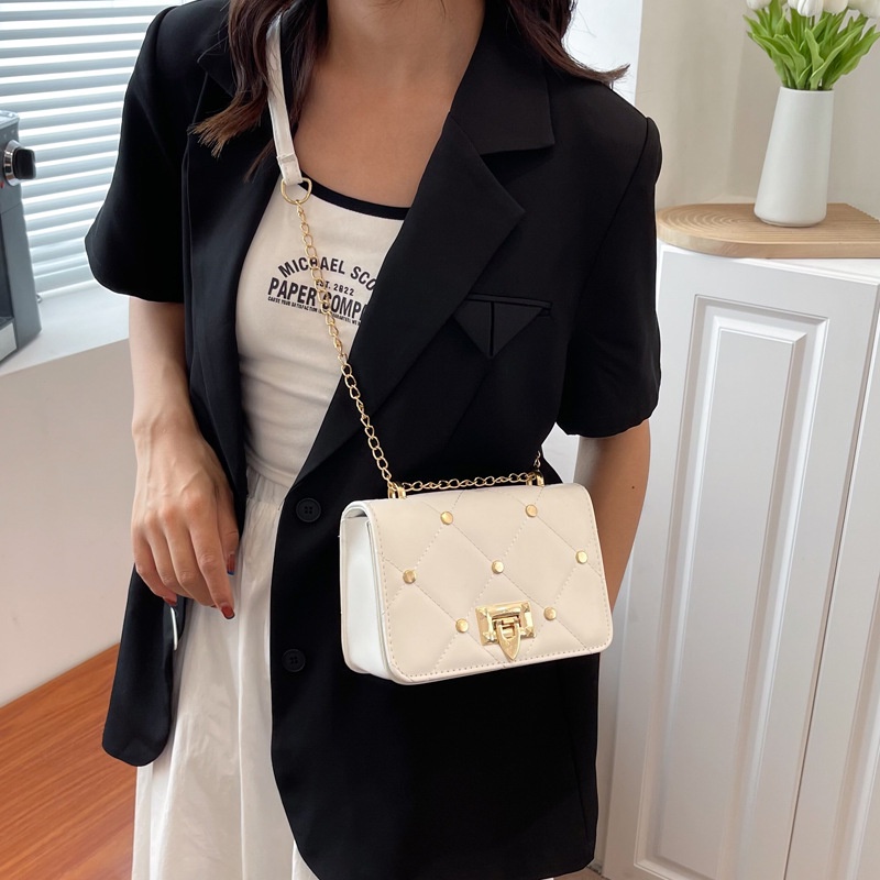Túi Đeo JASMIN NOIR Chéo Nắp Lật Họa Tiết Kẻ Ô Phối Dây Xích Cho Nữ