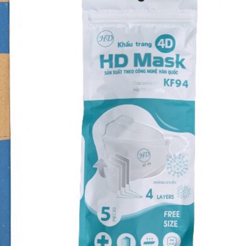 THÙNG 300 CHIẾC KHẨU TRANG KHÁNG KHUẨN 4D HOÀNG DŨNG MASK KF94