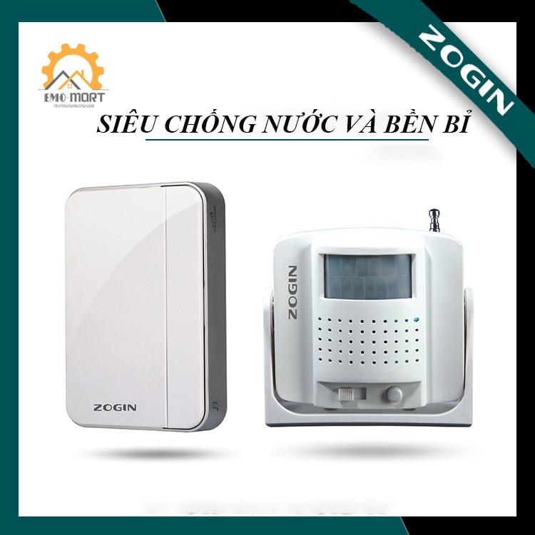 ⚡FREE SHIP ⚡CHUÔNG BÁO KHÁCH KHÔNG DÂY ZOGIN⚡Siêu kết nối - Kháng nước hoàn toàn- 36 kiểu chuông - Tặng kèm pin AA