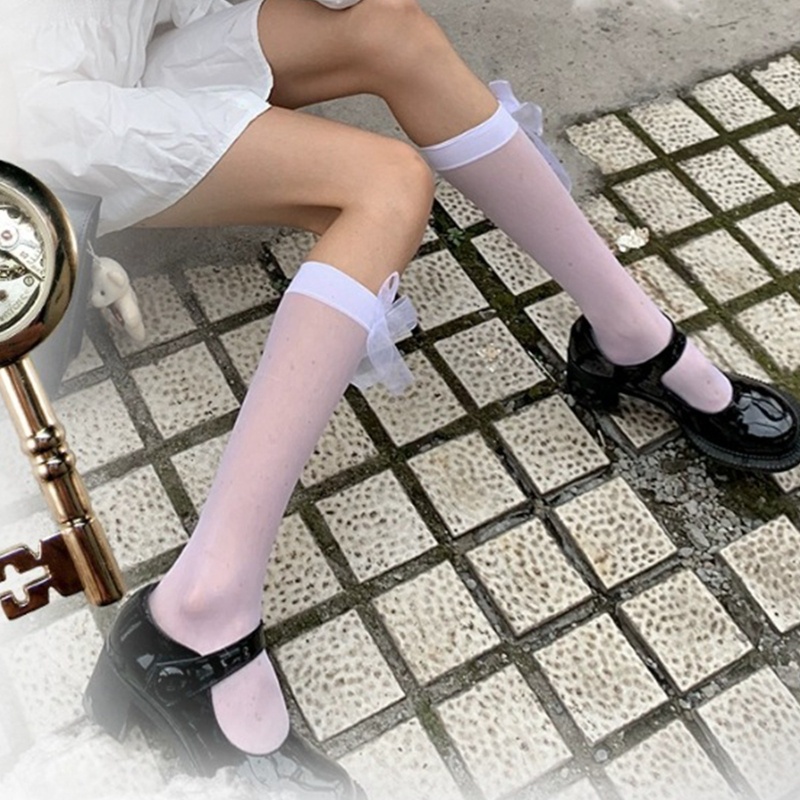 XIXI Đôi Tất Chân Cao Qua Gối Đính Nơ In Hình Phong Cách Lolita Cho Nữ