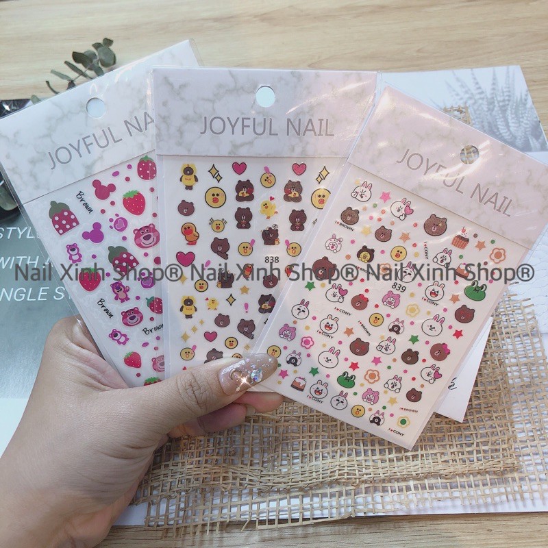 Sticker nail dễ thương / cartoon , dán móng tay ,phụ kiện nail , hình mèo 3D ,gấu 3D