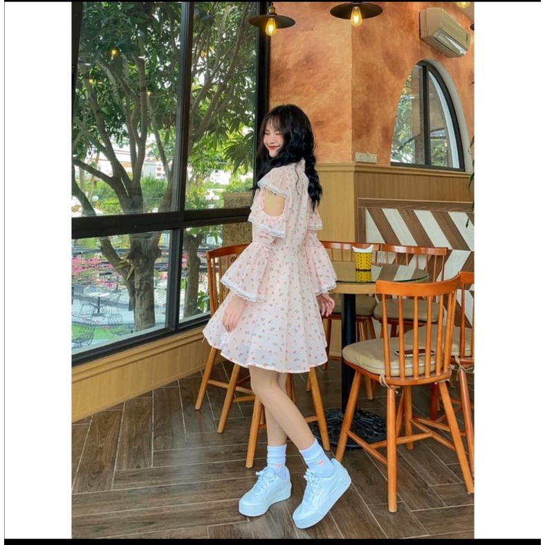 ĐẦM HOA NHÍ TIỂU THƯ TAY DÀI PHONG CÁCH DIỆU DÀNG