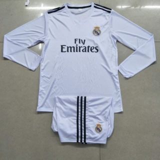 Quần áo bóng đá real trắng tay dài