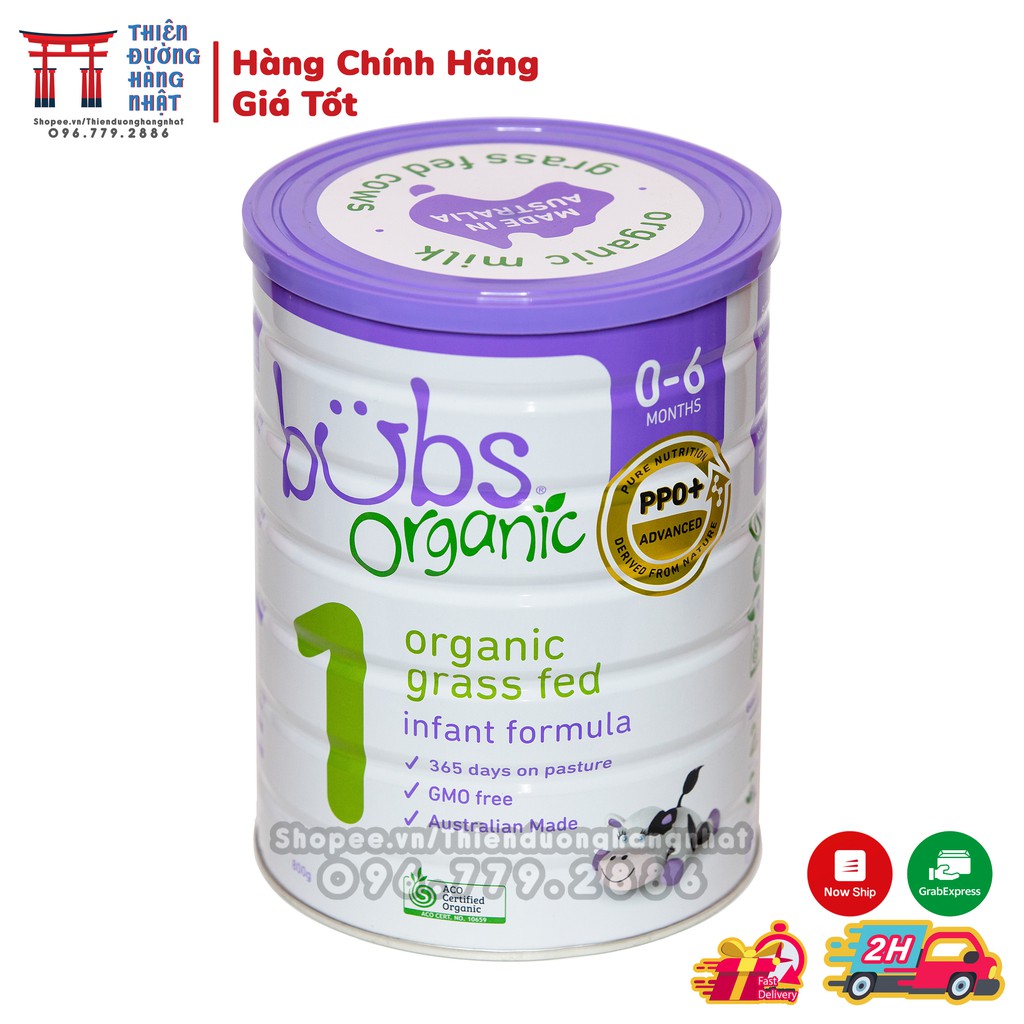 Sữa bò Bubs Organic Úc, sữa dê công thức Bubs cho bé số 1, 2, 3 800g