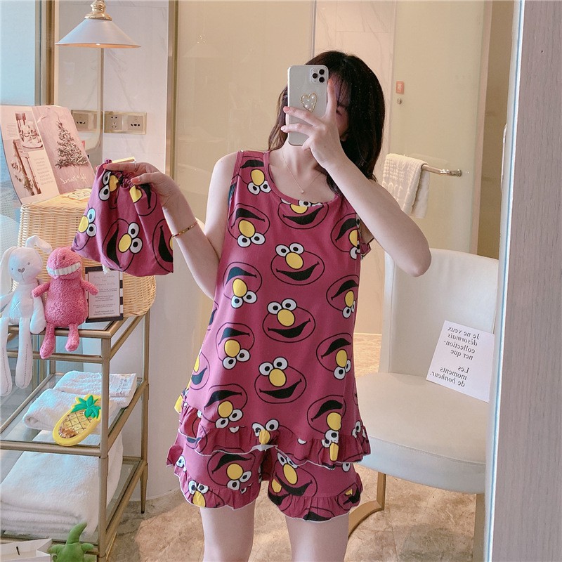 Bộ Đồ Ngủ Nữ Ngắn Tay Mùa Hè Tặng Kèm Túi - Có Miếng Đệm Quần Áo Ngủ Đồ Mặc Nhà BĐN11 | BigBuy360 - bigbuy360.vn