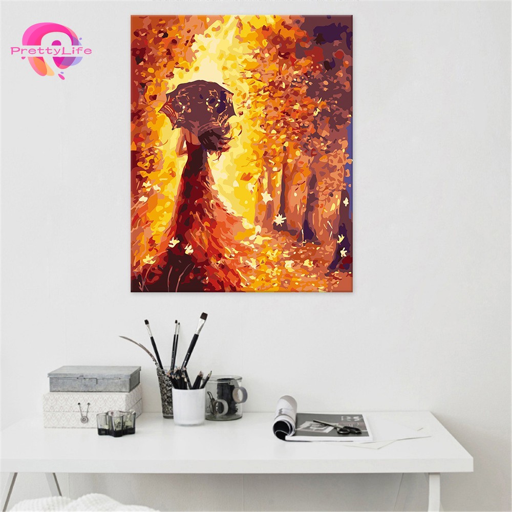 Bộ Tranh Đính Đá 5d Diy Hình Cô Gái Mùa Thu 30x40cm