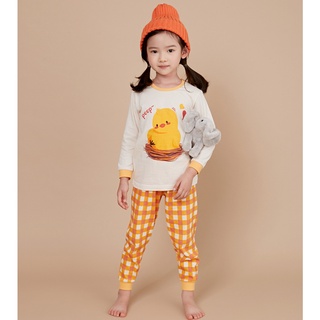 Bộ pijama dài tay bé gái Chick Friends 100% Cotton – Olomimi Hàn Quốc
