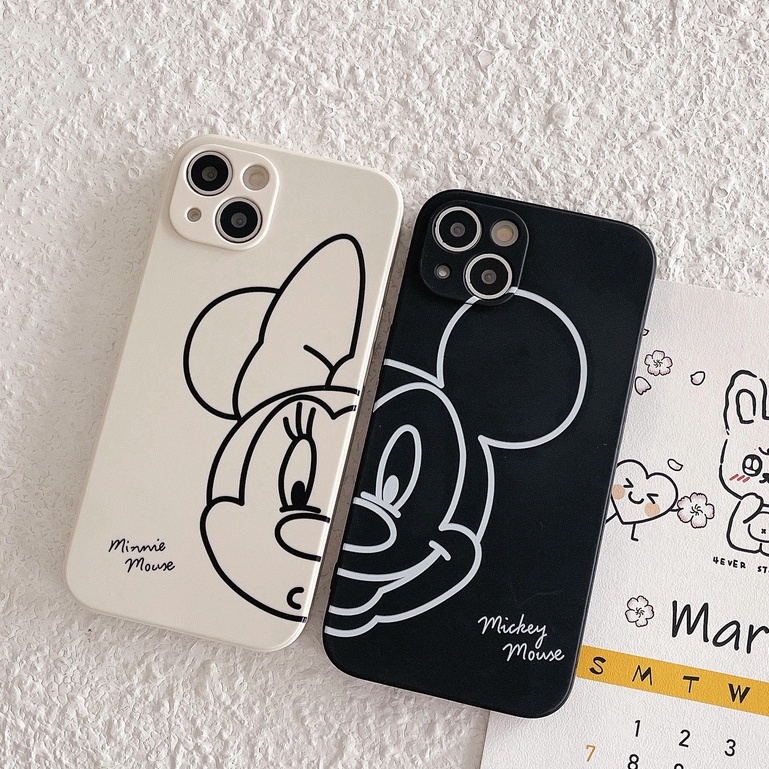 Ốp Điện Thoại In Hình Mickey/Minnie Cho iPhone13Pro/7Pro/XS/11 13mini 13Promax 11 12 13 7p