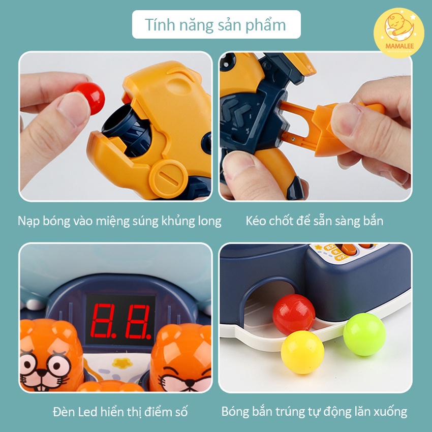 Đồ Chơi Đập Chuột Bắn Bóng Tính Điểm Và Phát Nhạc 4 Trong 1 - Tăng Khả Năng Phản Xạ