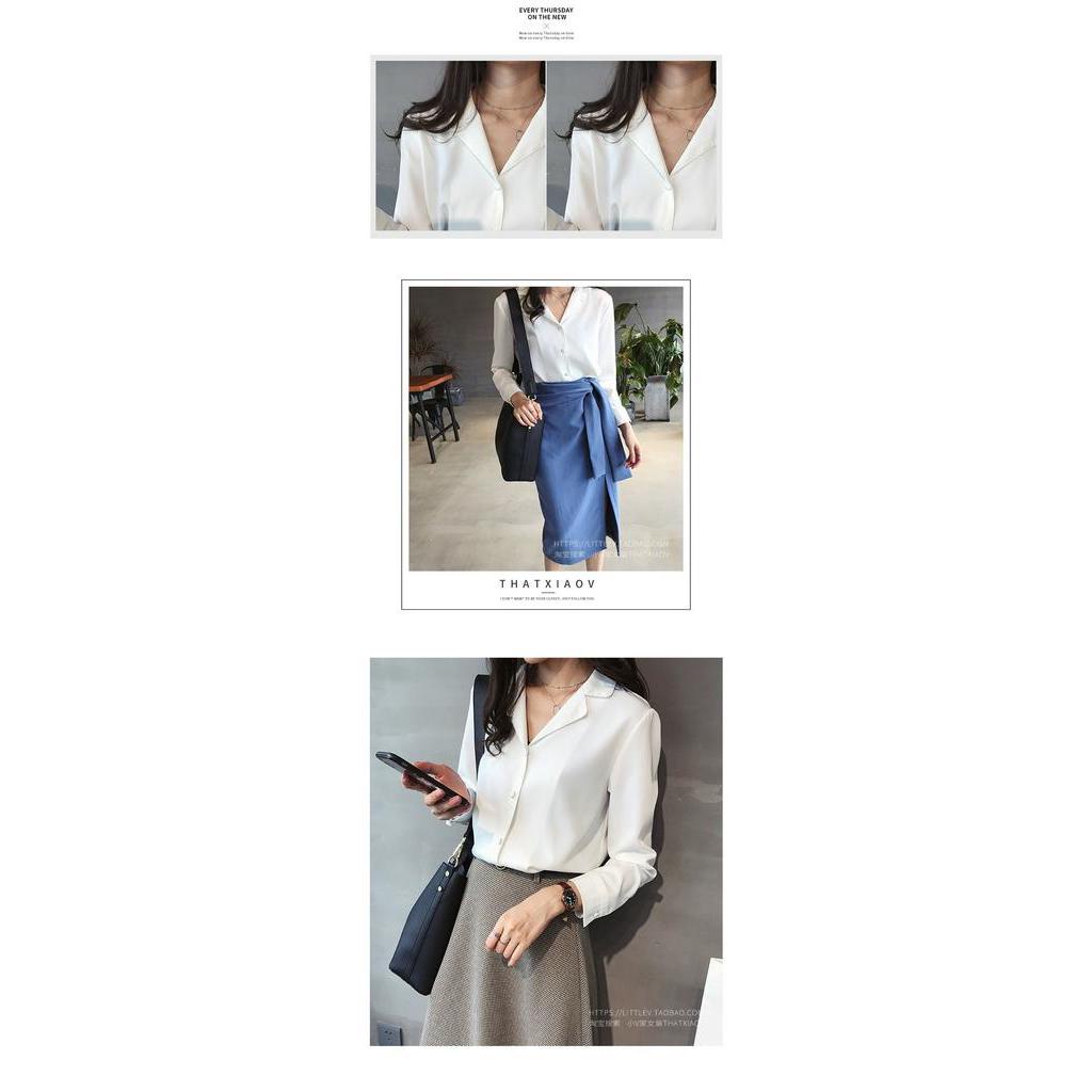 NEW Áo Sơ Mi Voan Cổ Tim Phong Cách Retro 2020 Cho Nữ