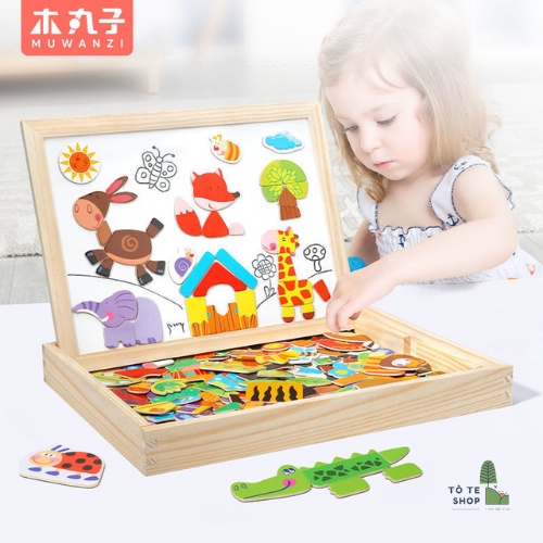 Xếp hình nam châm chủ đề nông trại vui vẻ , lắp ráp trang phục nông trại vui vẻ Happy Fram ,bảng hai mặt và bút MWZ-2016