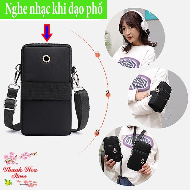 Túi đeo chéo nữ đi chơi vải dù chống nước thời trang nhỏ đẹp, nhiều ngăn đựng điện thoại, dễ thương màu đen, hồng giá rẻ | BigBuy360 - bigbuy360.vn