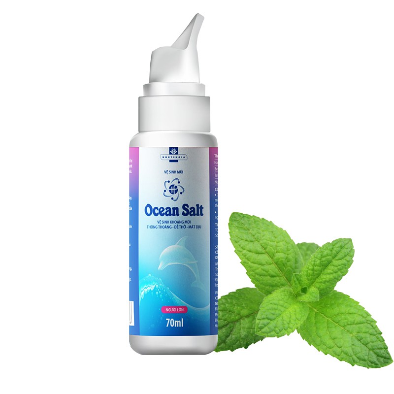 Xịt mũi kháng khuẩn Ocean Salt lọ 70ml - Nguồn gốc từ muối và các thảo dược tự nhiên an toàn cho người sử dụng