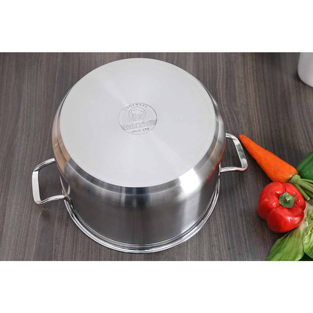 Nồi luộc gà Fivestar 28-30-32cm-inox 430,3 đáy,chống cháy,đun bếp từ-Dung Tích 18 Lít-dày,đẹp,giá rẻ,chãngBảo Hành 5 Năm