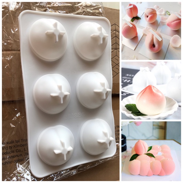 Khuôn làm bánh đào tiên vỉ 6 quả pudding, mousse, thạch rau câu