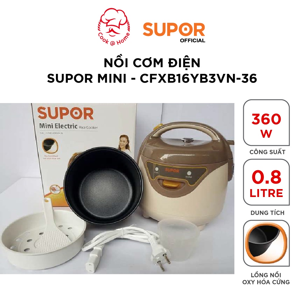 Nồi cơm điện Mini Supor CFXB-16YB3VN-36 0.8l (Trắng nâu)