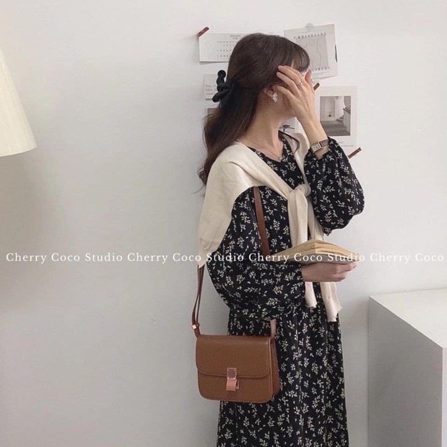 Váy Babydoll Ulzzang cổ tim hoa nhí tay chun ( hình thật, sẵn)