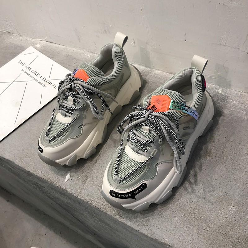 Giày thể thao nữ 2 dây buộc kiểu đế cao lượn sóng mẫu mới,trở thành cô gái tỏa sáng tốt nhất（07） | BigBuy360 - bigbuy360.vn