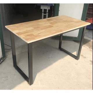 Bàn làm việc chân sắt mặt gỗ cao su