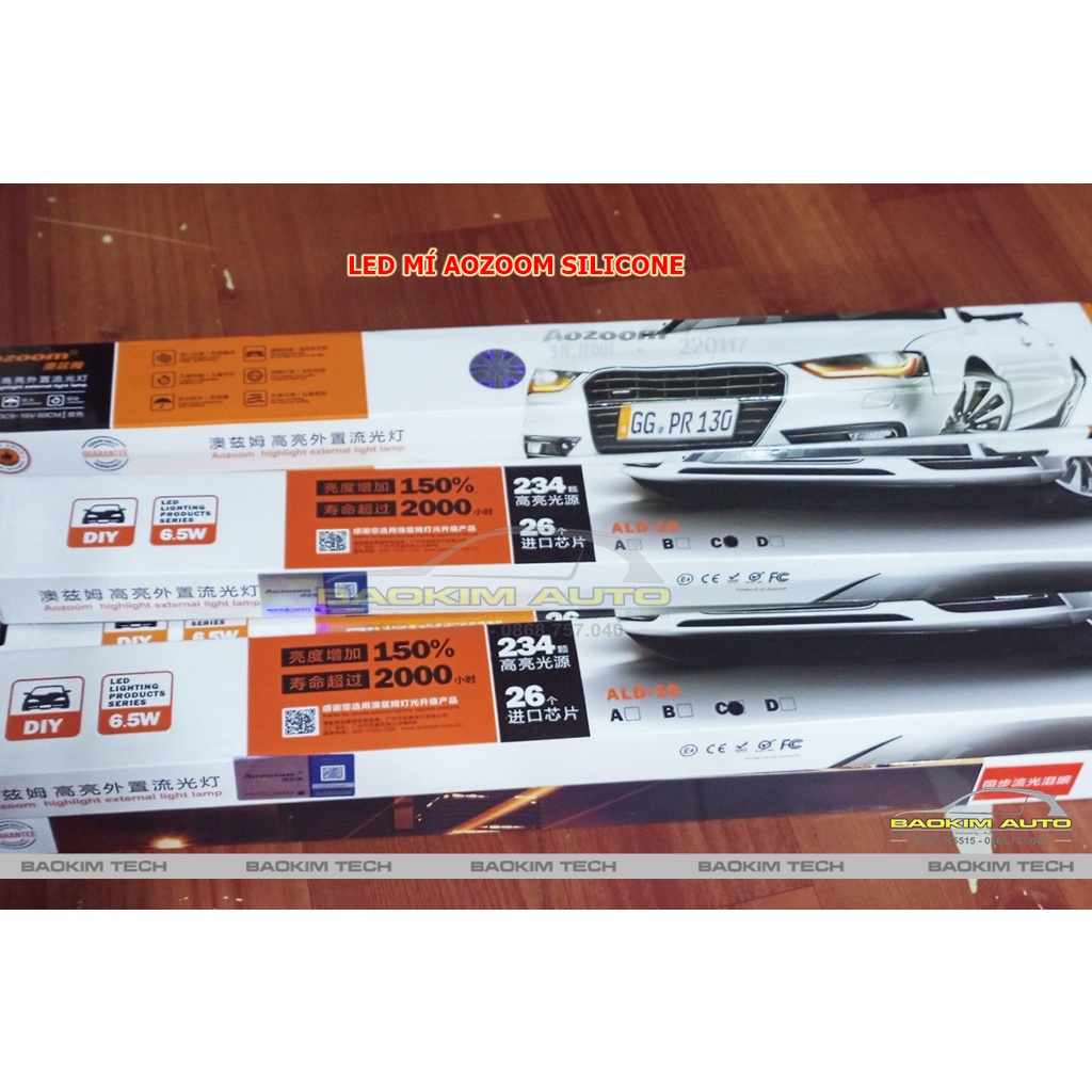 LED mí Silicone AOZOOM chạy DAYLIGHT và xi nhan kiểu Audi,  hàng Chính hãng cao cấp nhất hiện nay