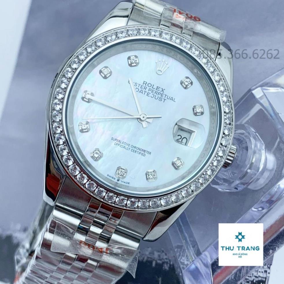 Đồng hồ nam Rolex Đồng hồ cơ Automatic máy Nhật mặt Khảm Trai viền đá trắng size 40-41mm