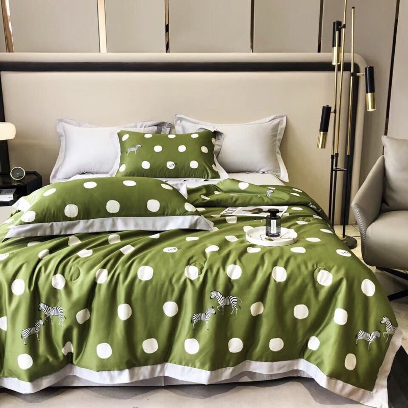 Bộ Chăn Ga Gối Lụa Thái Chăn Hè Trần Bông - Set 4 Món