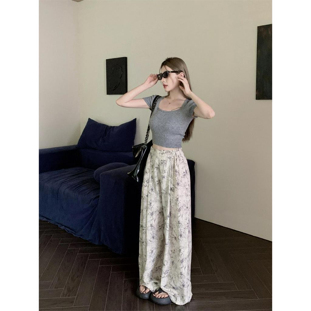Áo Croptop Dệt Kim Tay Ngắn Phong Cách Thời Trang Mùa Hè Mới Ngọt Ngào Dễ Phối Đồ