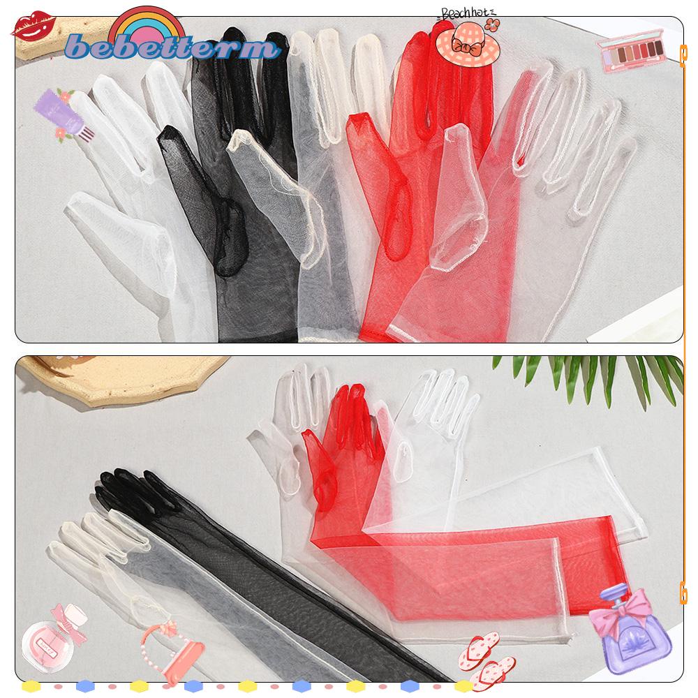 1 đôi găng tay dài bằng vải tuyn siêu mỏng phụ kiện găng tay cô dâu dạ hội