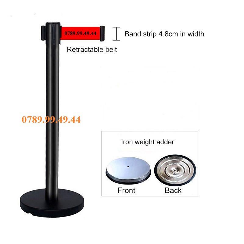 Cột chắn inox đen dây dài 2m, 3m
