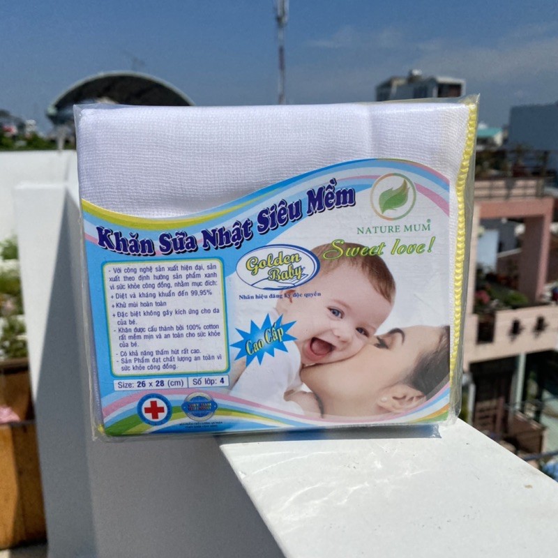 (Giá cho 1 khăn) Khăn sữa, khăn xô, khăn lau mặt 4 lớp, 100% cotton kháng khuẩn an toàn cho bé - Nature Mum