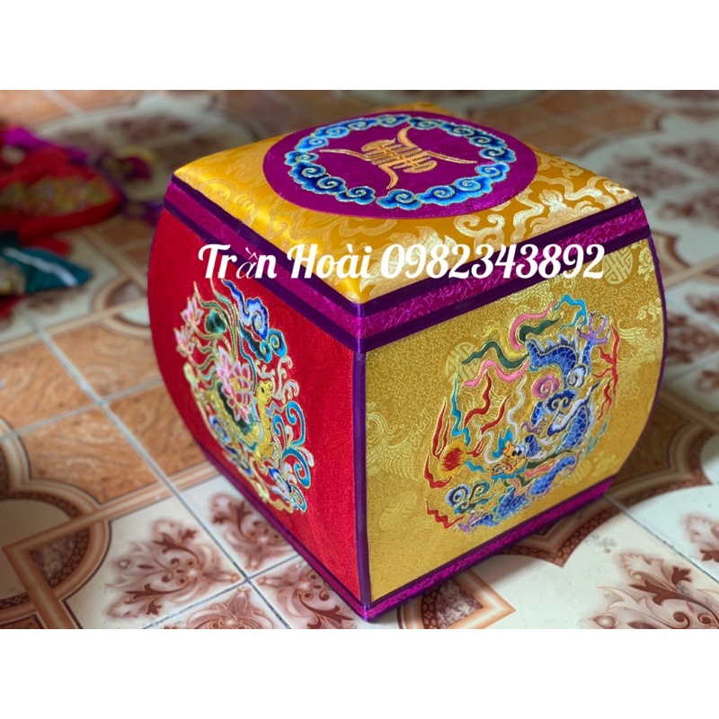 Phụ kiện hầu đồng - Bộ đệm hầu , đôn hầu hàng gấm thêu hoa đẹp